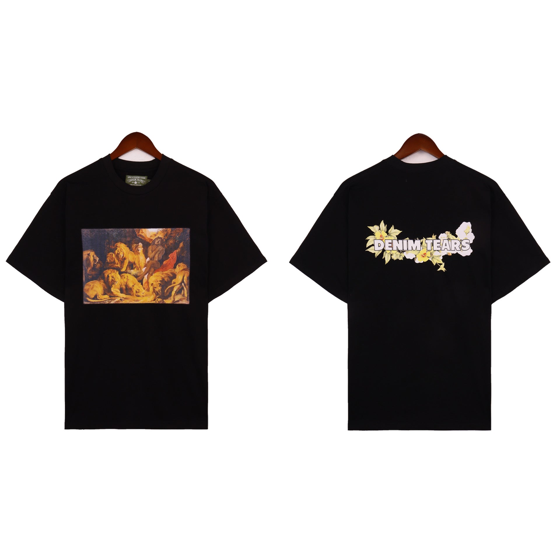 Denim Tears T-shirts Kapok Letter Portrait Short Sleeve T-shirt