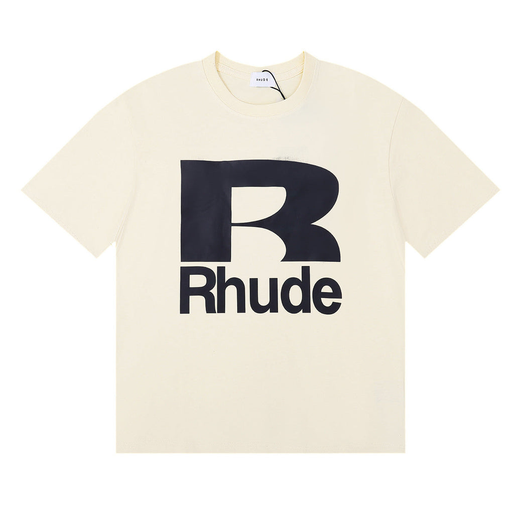 Rhude T-shirt Alphabet Coconut Racing Pattern Short Sleeve T-shirt