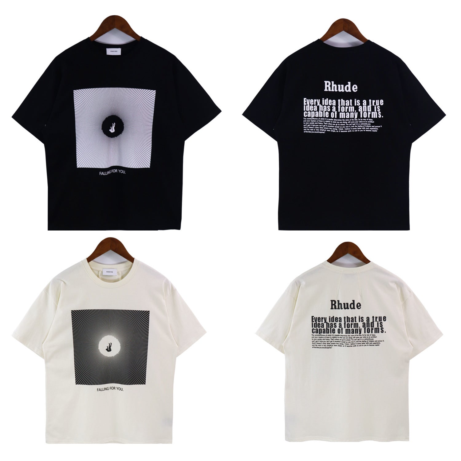 Rhude T-shirt Alphabet Slogan Printed Short Sleeve T-shirt