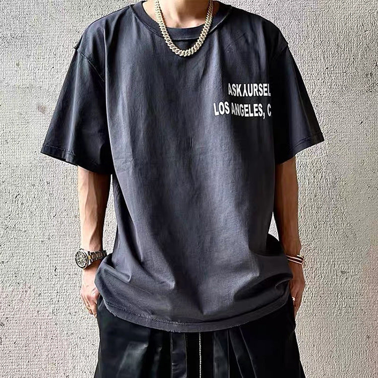 Askyurself T-shirts Casual Loose Distressed Short Sleeve