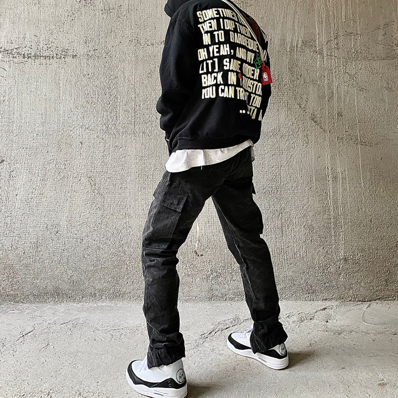 Askyurself Pant Zipper Pocket Loose Trendy Casual Pants