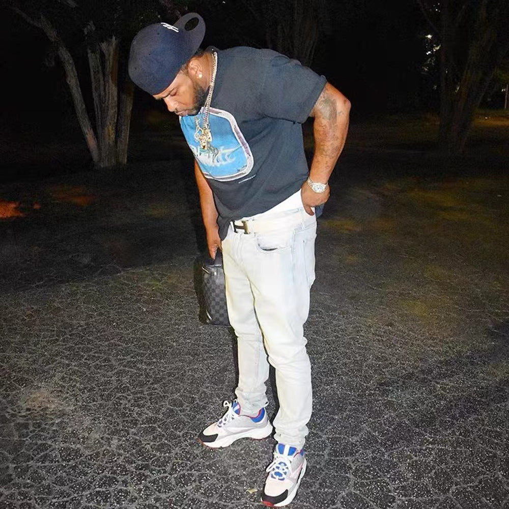 Rhude T-shirt Micro Label Letter Retro Printed Short Sleeve T-shirt