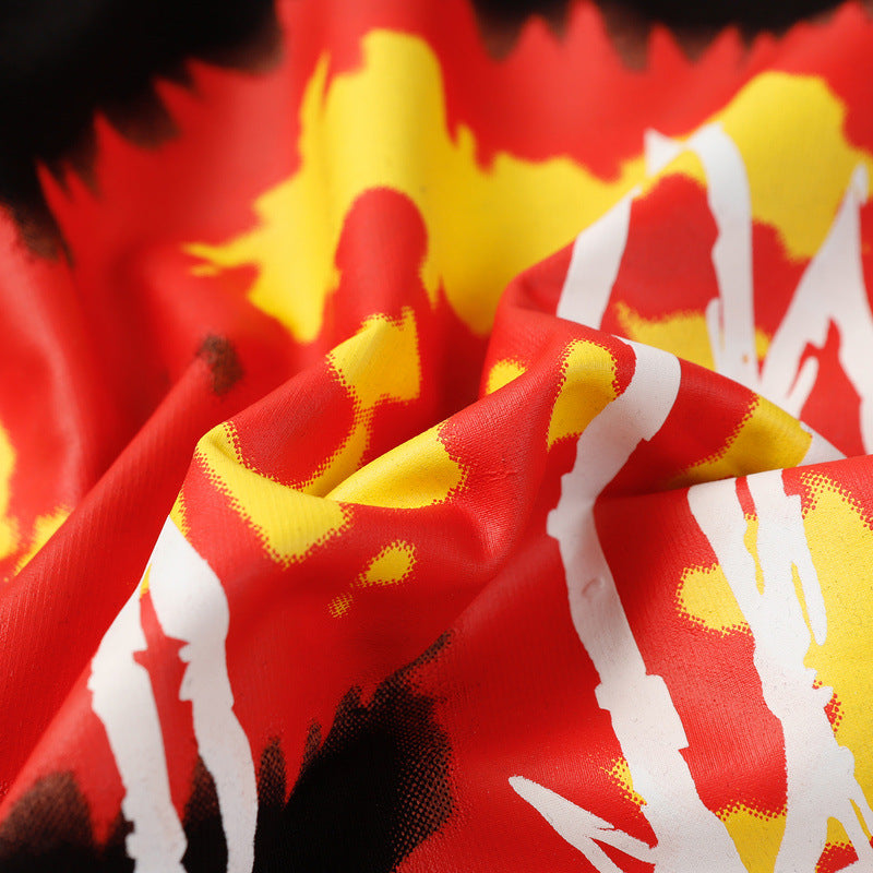 Denim Tears T-shirts Flame Wood Cotton Printed Loose Short Sleeve T-shirt