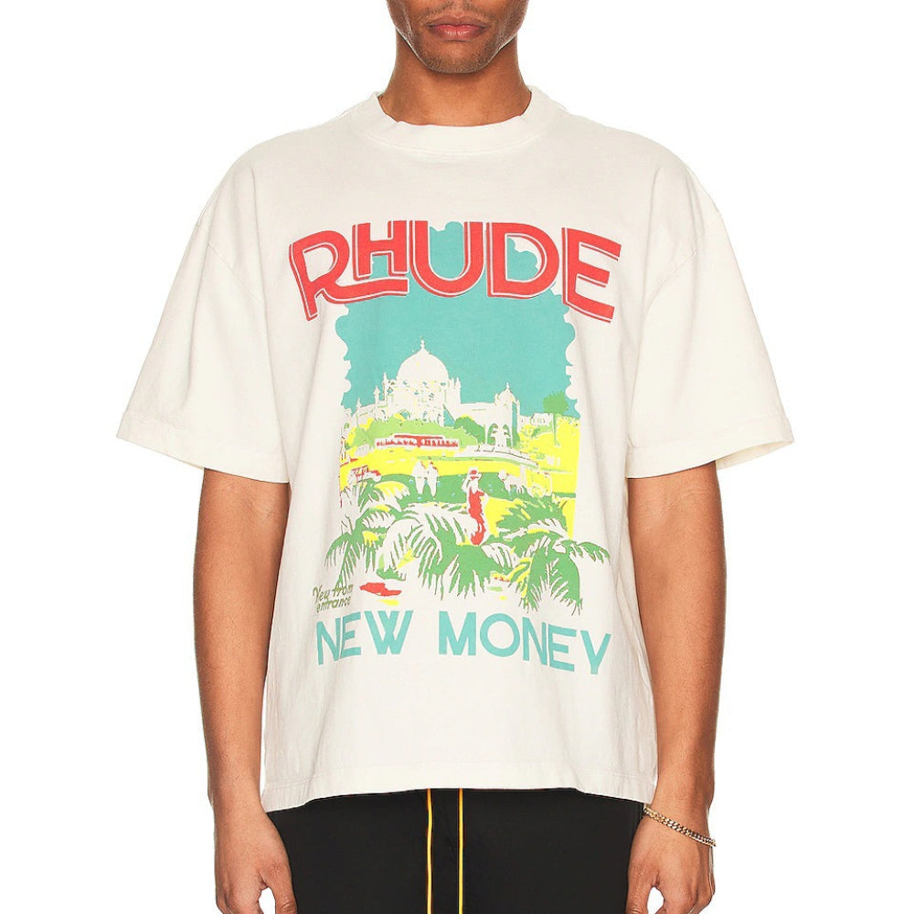 Rhude T-shirt Castle Coconut Letter Print Short Sleeve T-shirt