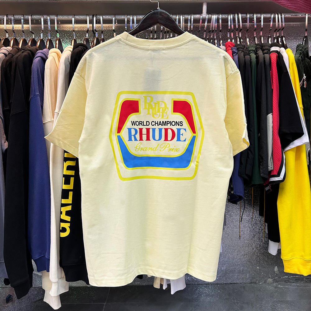 Rhude T-shirts Printed Cotton Loose Short Sleeves Men and Women