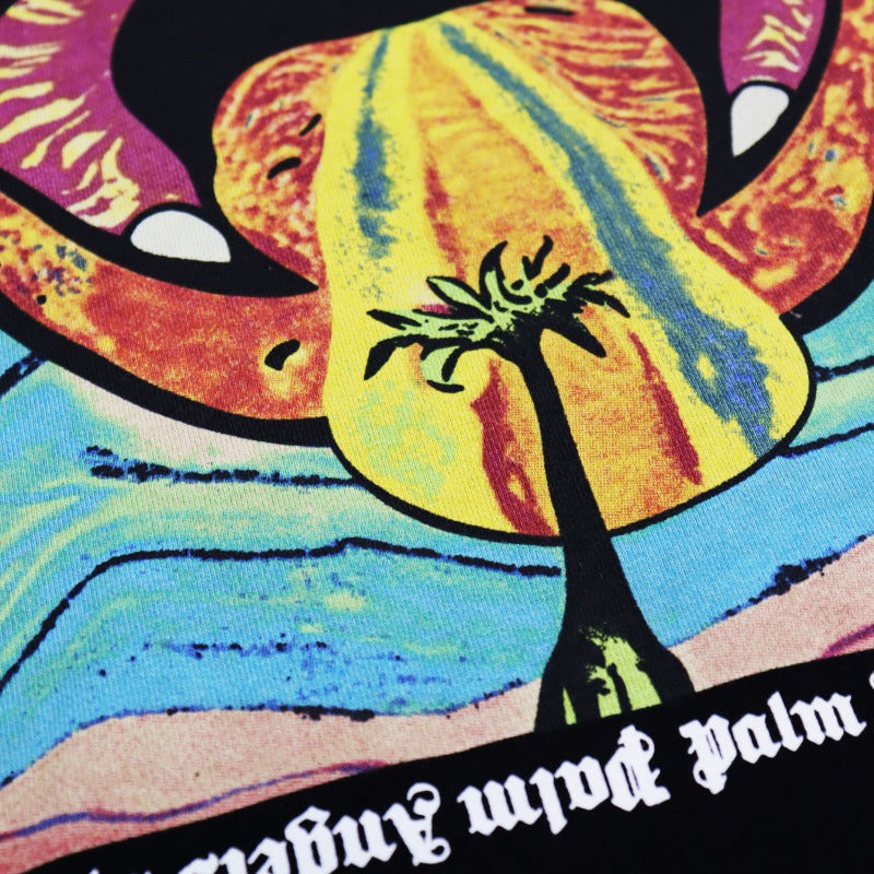 Palm Angels Sweatshirts Painted Mouth Logo Print Long Sleeve Crew Neck Sweater