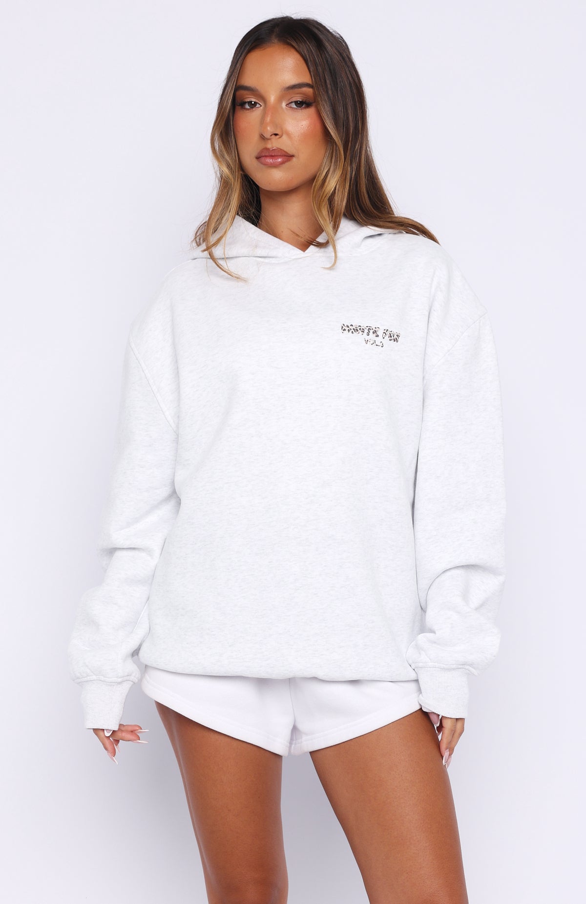 Offstage Printed Oversized Hoodie Grey Marle/Leopard