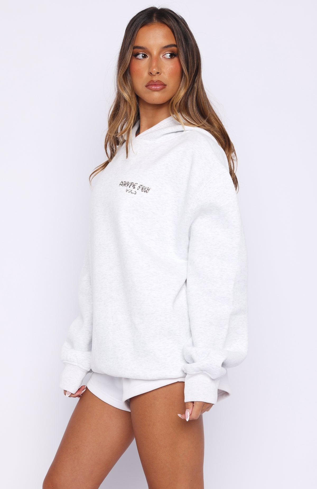 Offstage Printed Oversized Hoodie Grey Marle/Leopard